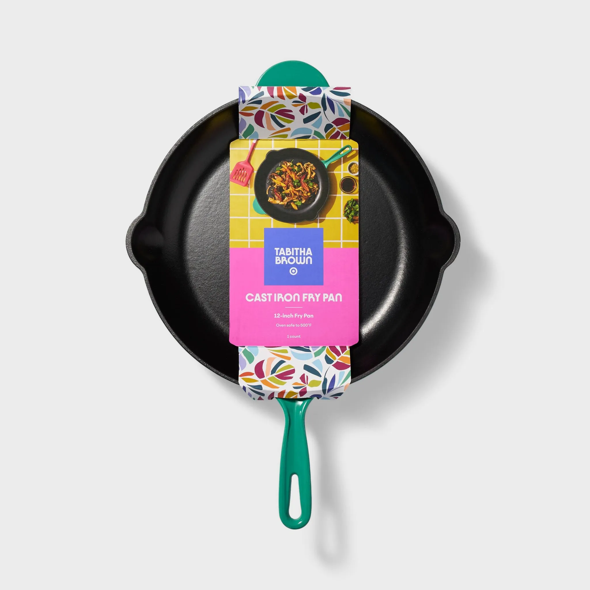 12" Enameled Cast Iron Fry Pan - Green - Image 3