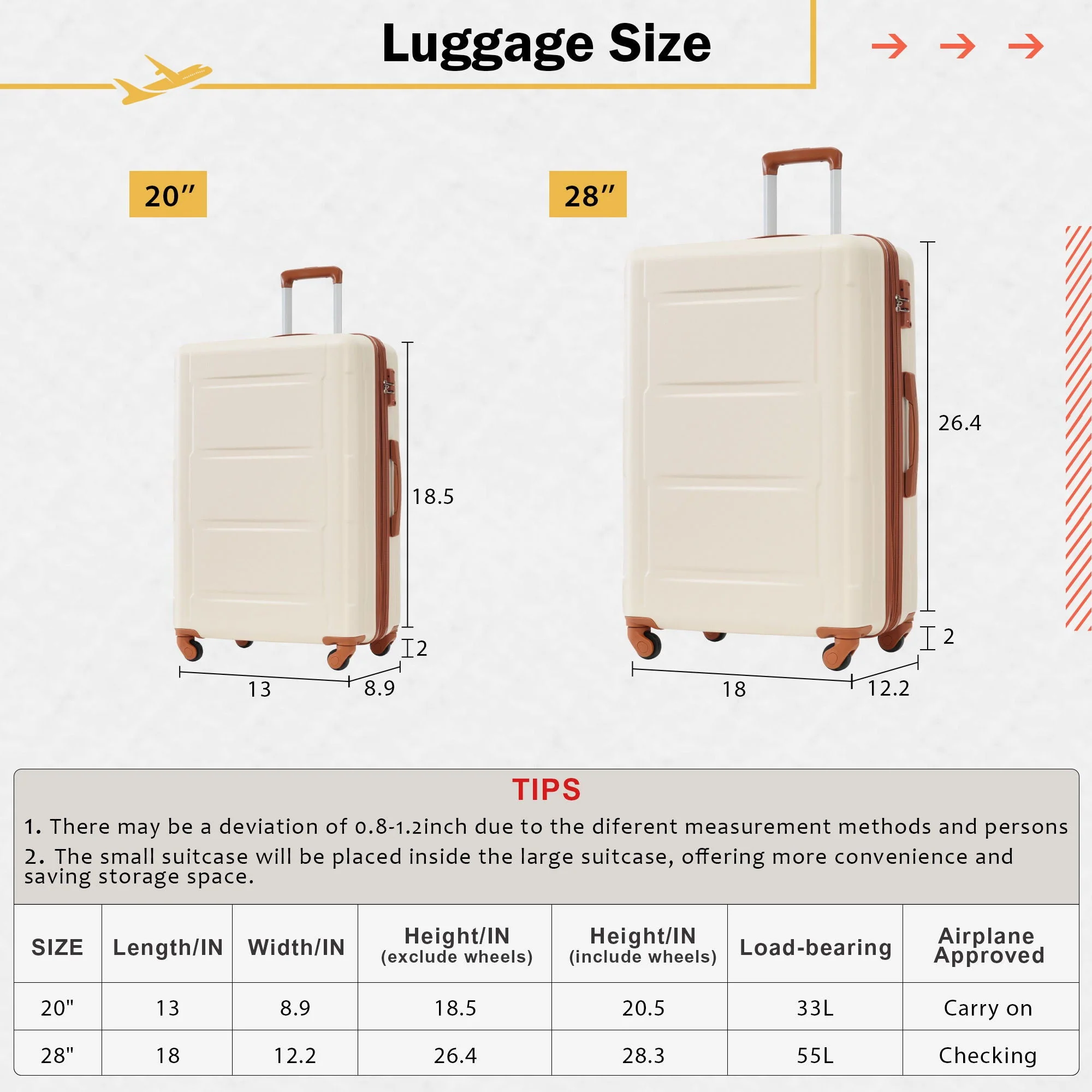 2 Piece Luggage Set With Bags Expanable Spinner Wheels ABS Lightweight Suitcase With Tsa Lock 20" / 28" - Image 11