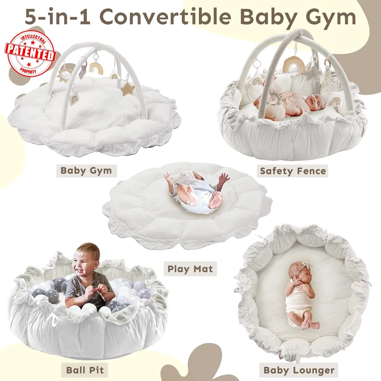 5-in-1 Thick & Plush Baby Play Gym - Image 3