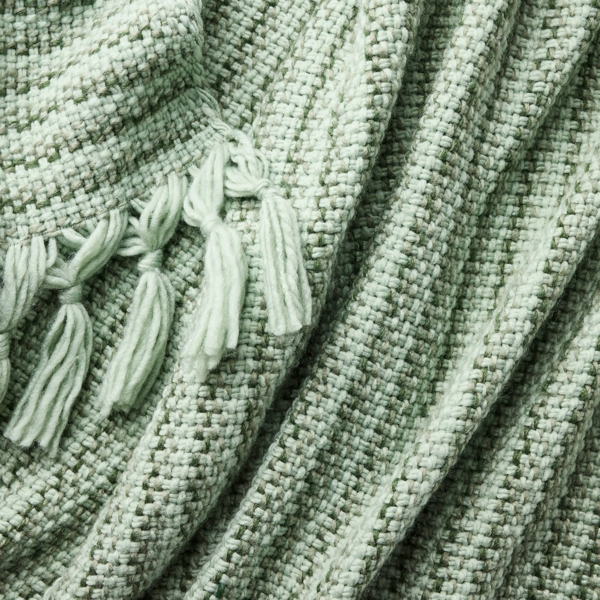 50 x 60 Throw Mixed Yarn Woven with Crossed Tassels Multi Green - Threshold™ Design with Studio McGee - Image 3