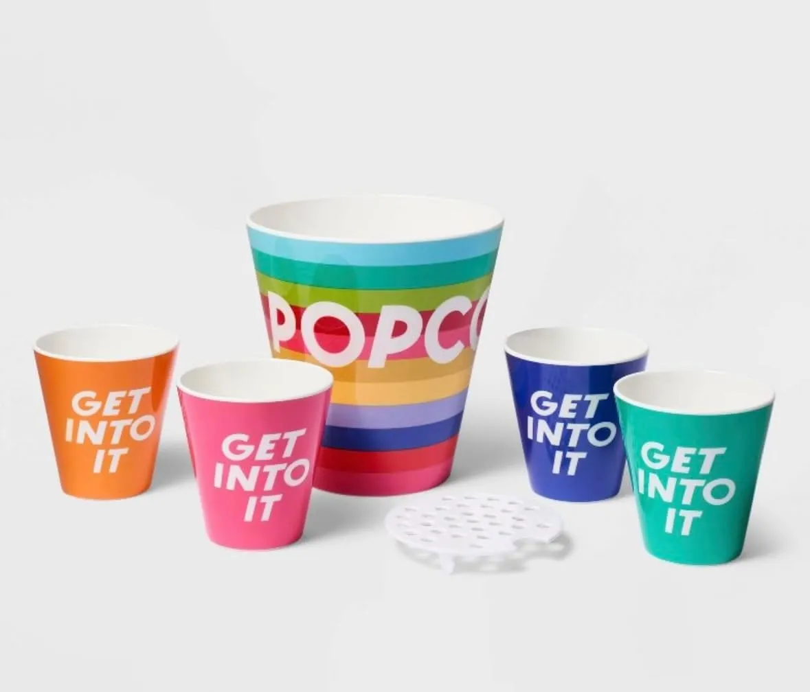 5pc Melamine Popcorn Bowl Set - Image 5