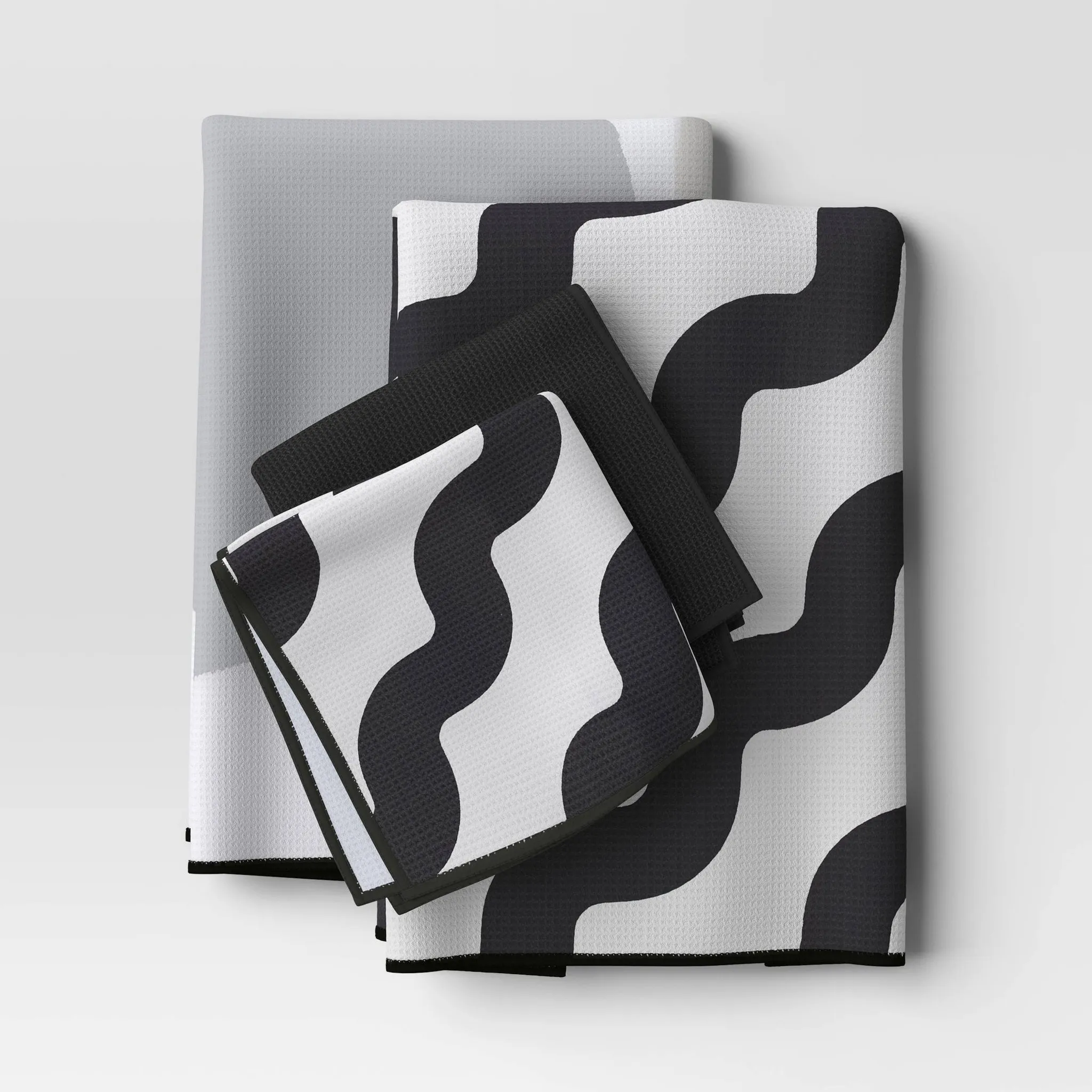 6-Piece Kitchen Textile Set - Black/White - Image 4