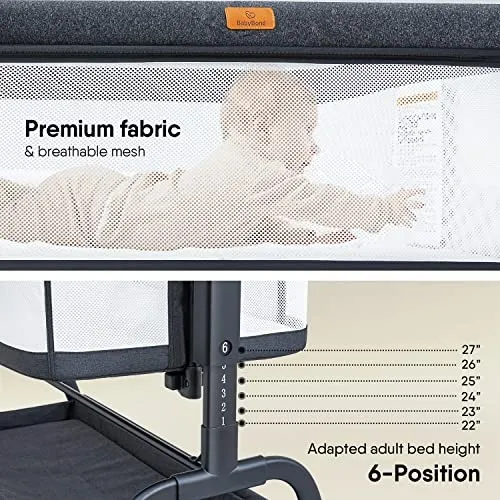 Baby Bassinet, 3 in 1 Infant Black+Grey - Image 4