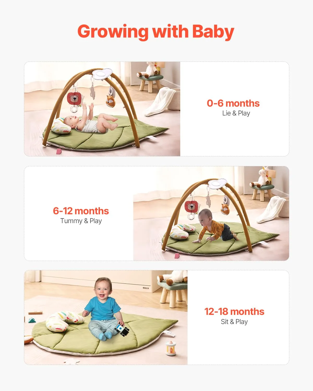 Baby Play Gym Mat with 6 Sensory Toys - Image 3