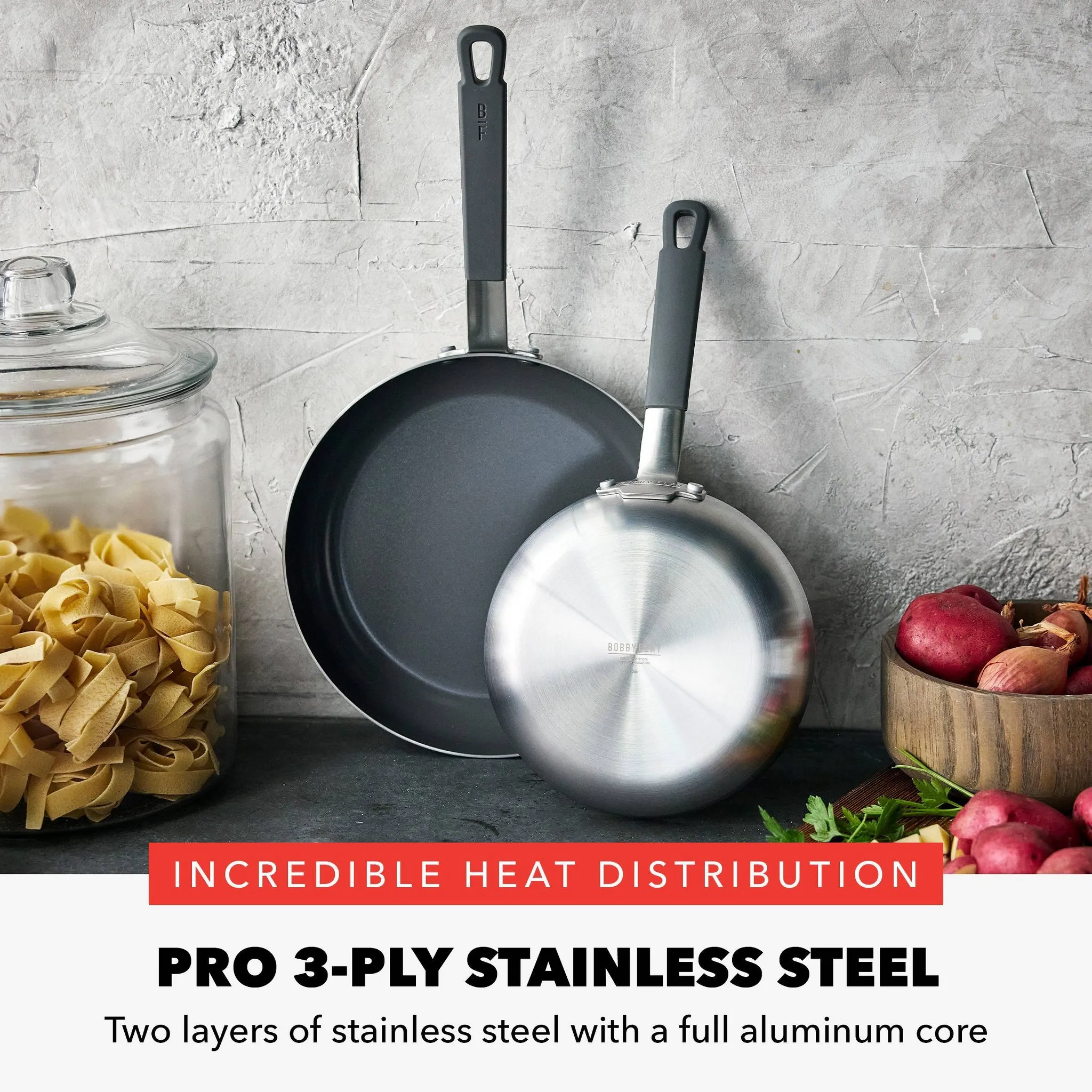 Stainless Steel Ceramic Nonstick Fry Pan Set - 8" and 10" - Image 3