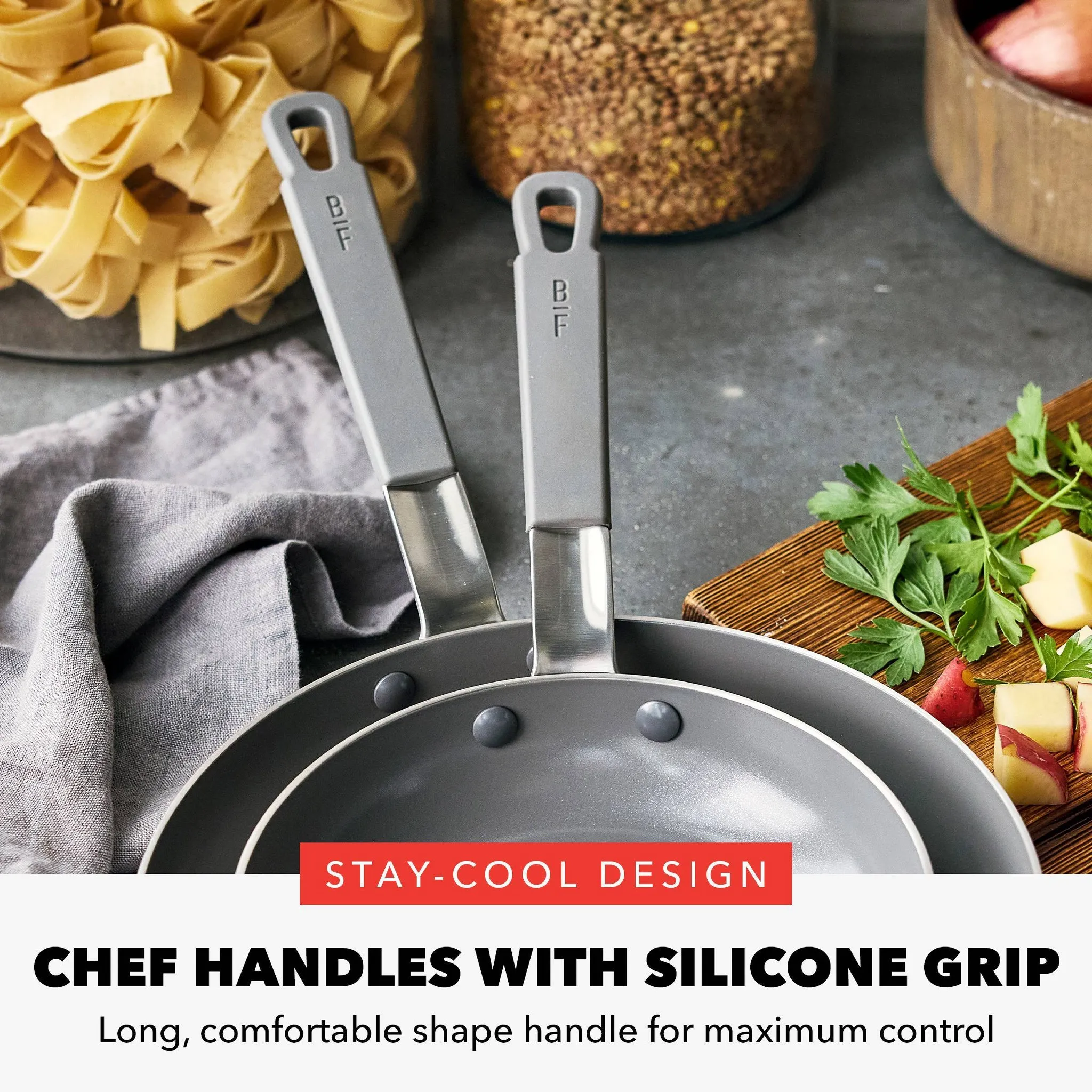 Stainless Steel Ceramic Nonstick Fry Pan Set - 8" and 10" - Image 6