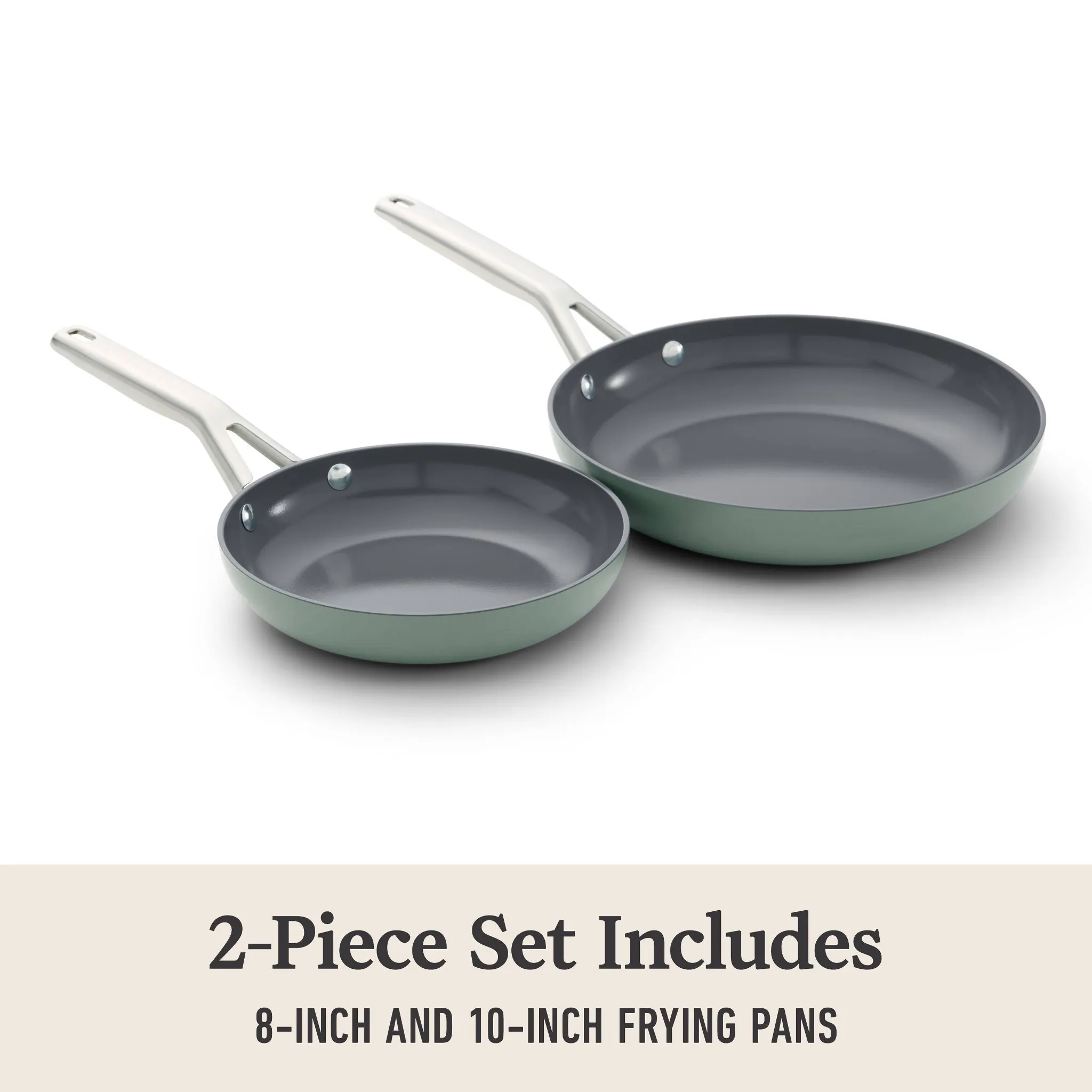 Ceramic Fry Pan Combo Silver Ash: Nonstick, Anodized Aluminum, Oven & Dishwasher Safe, 8" Diameter, 2-Piece Set - Image 6