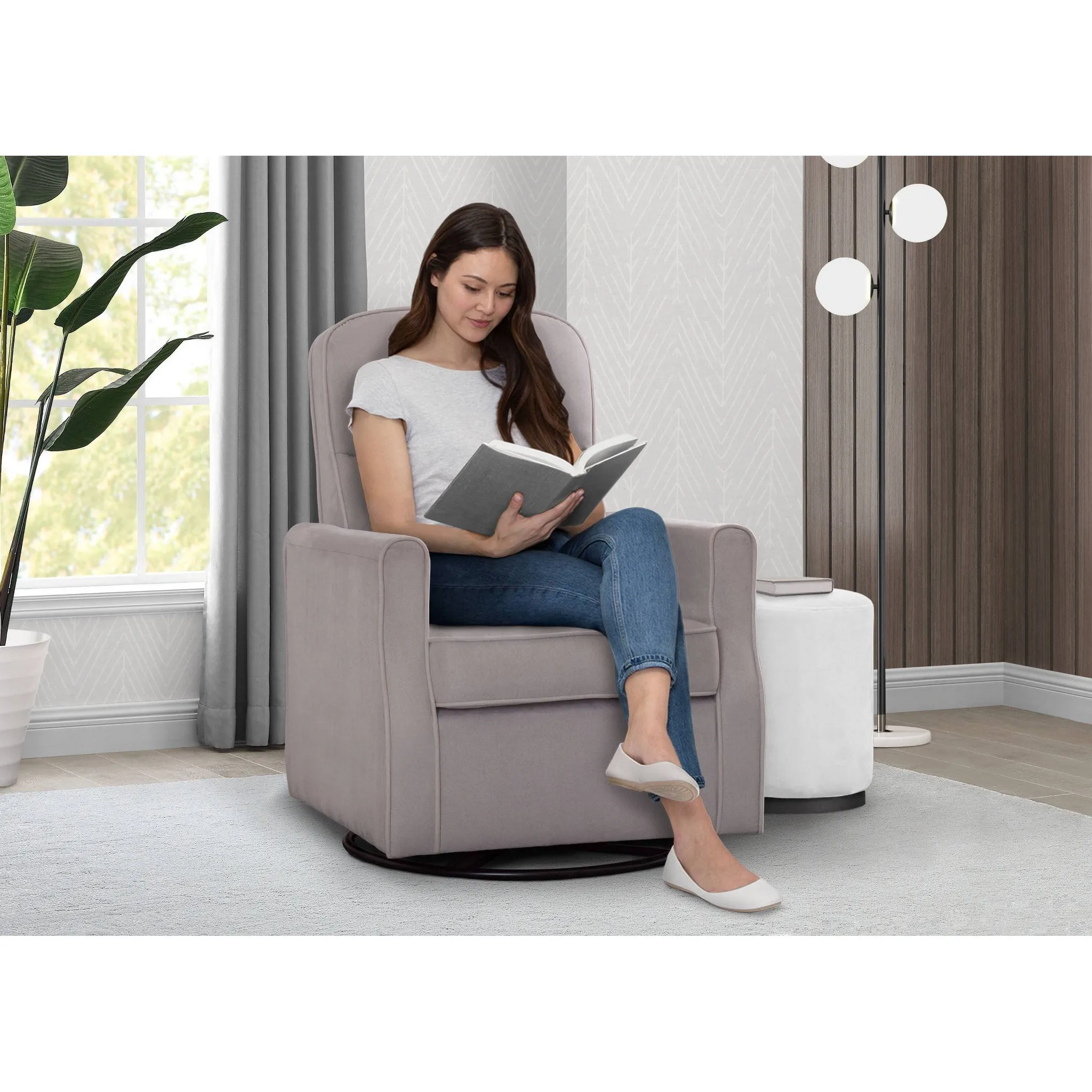 Clair Slim Nursery Glider Swivel Rocker Chair - Dove Gray - Image 3