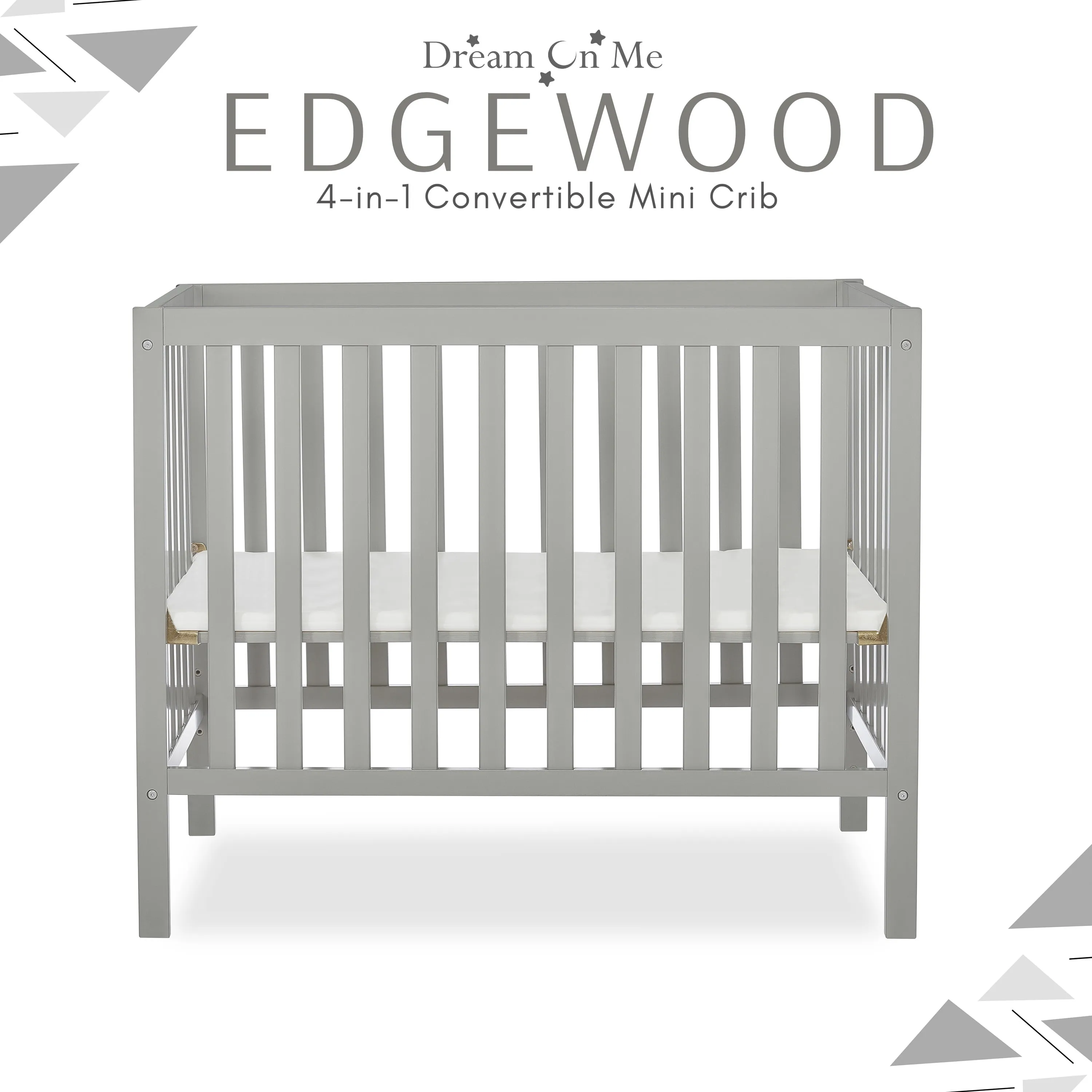 Edgewood 4-in-1 Convertible Mini Crib, Cool Grey - Image 3