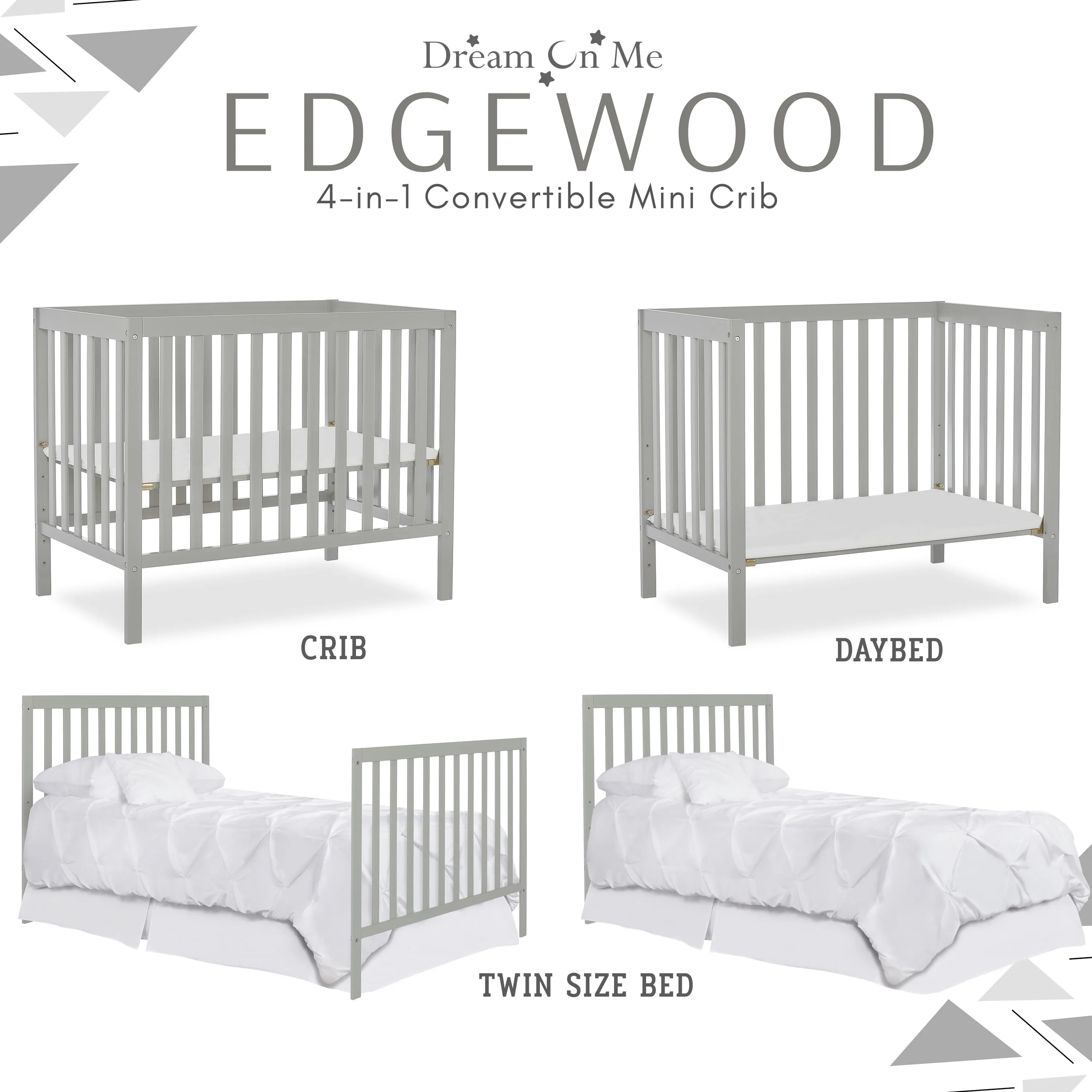 Edgewood 4-in-1 Convertible Mini Crib, Cool Grey - Image 5