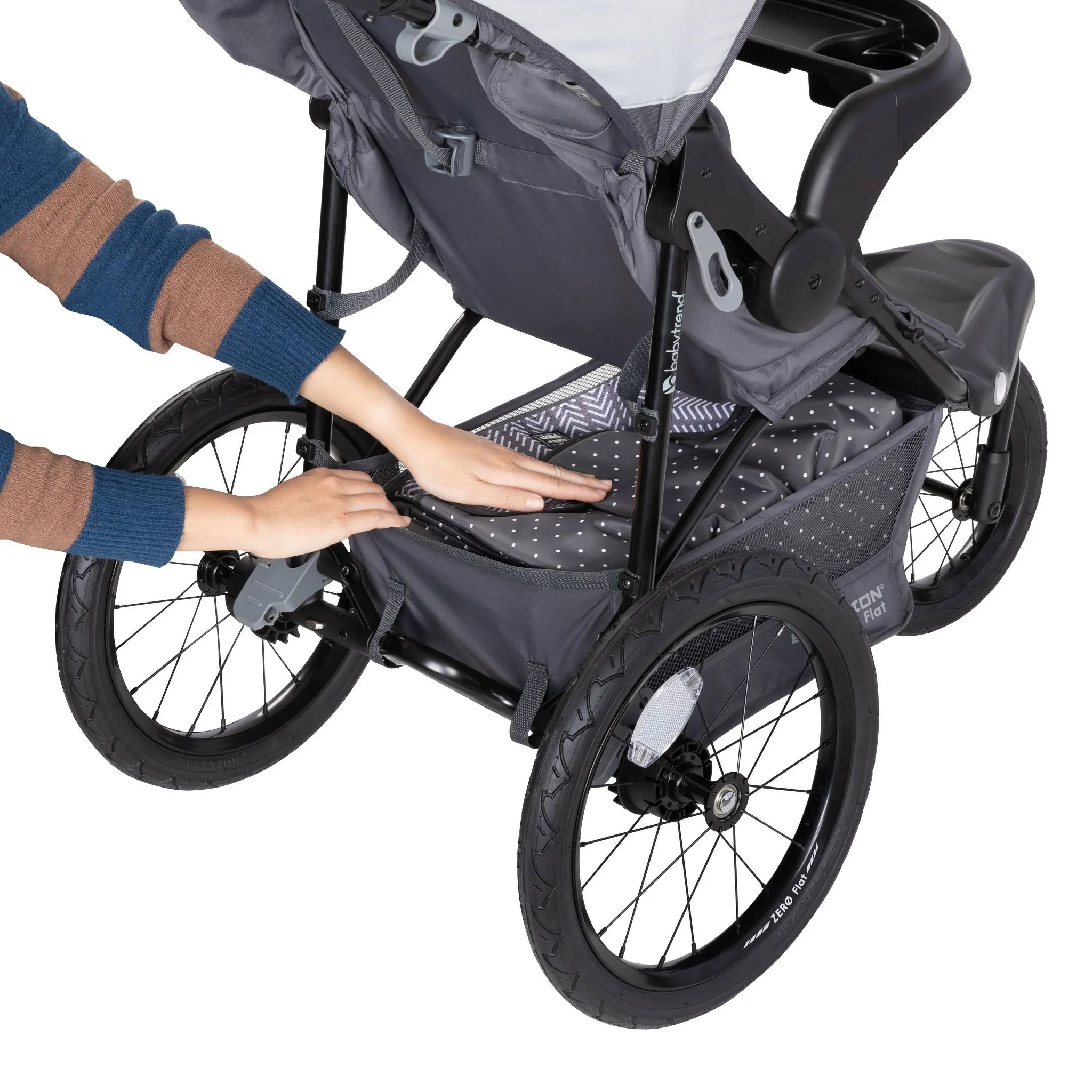 Expedition Zero Flat Stroller Jogger with LED Safety Lights - Dash Gray - Image 5