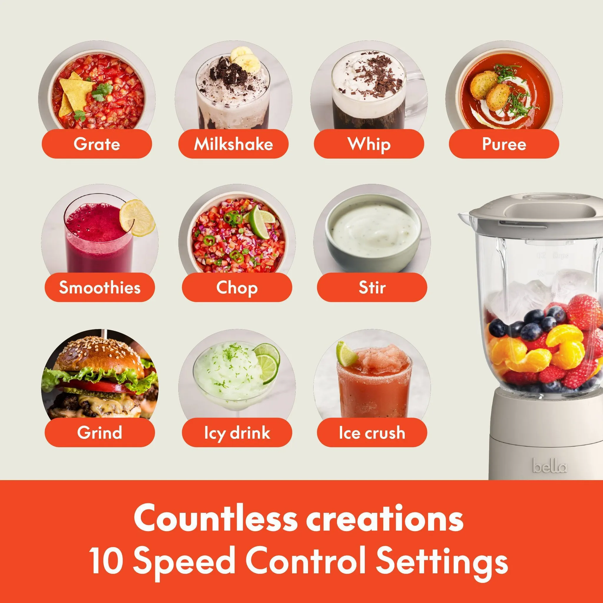 10-Speed Countertop Blender - Beige - Image 4