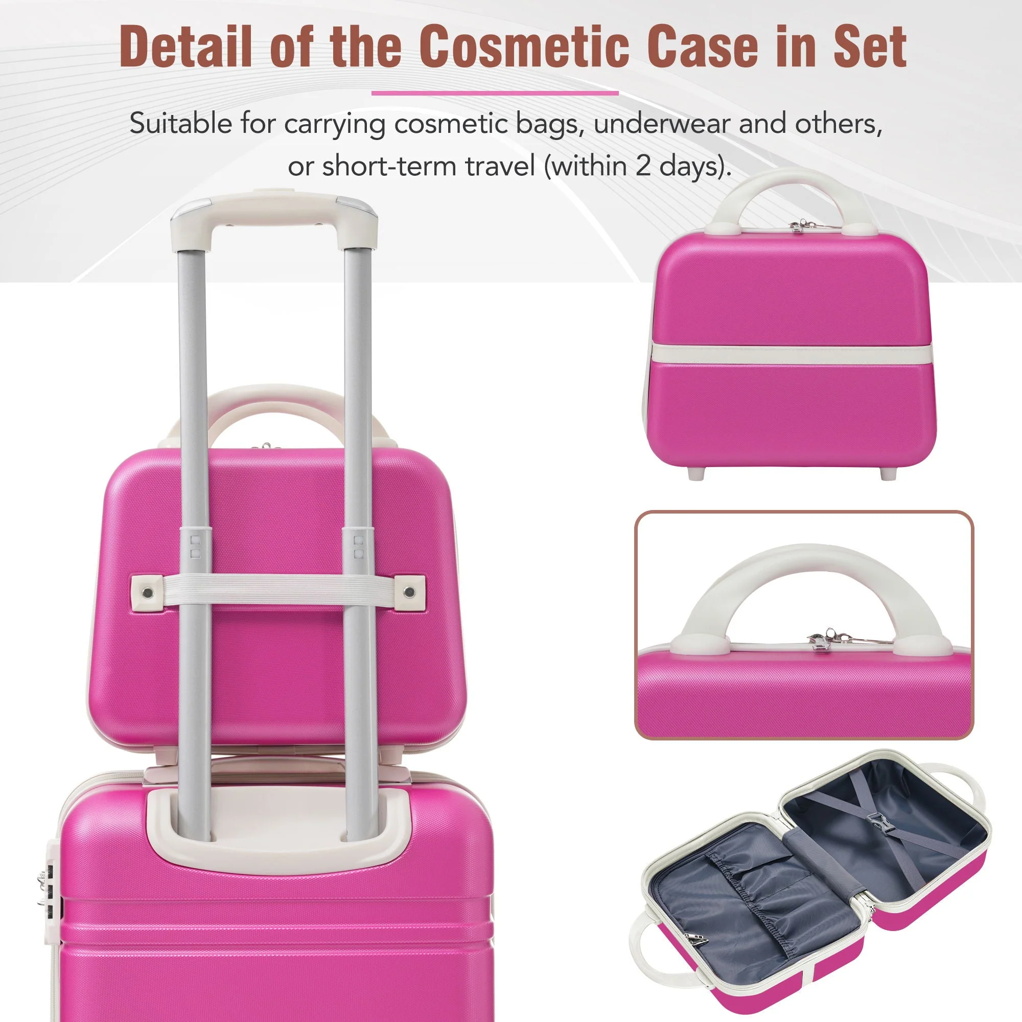 Hardshell Luggage Sets 3 Pieces 20" / 24" Luggages and Cosmetic Case Spinner Suitcase With Tsa Lock Lightweight - Image 9