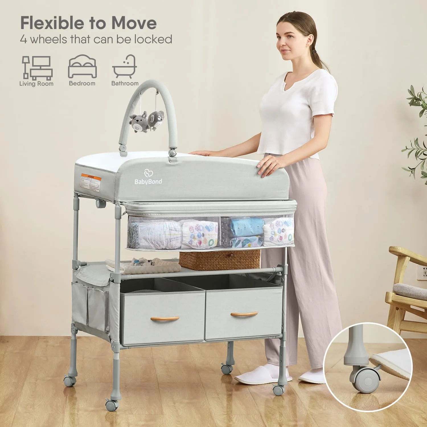Portable Baby Changing Table with 2 Storage Baskets - Image 3