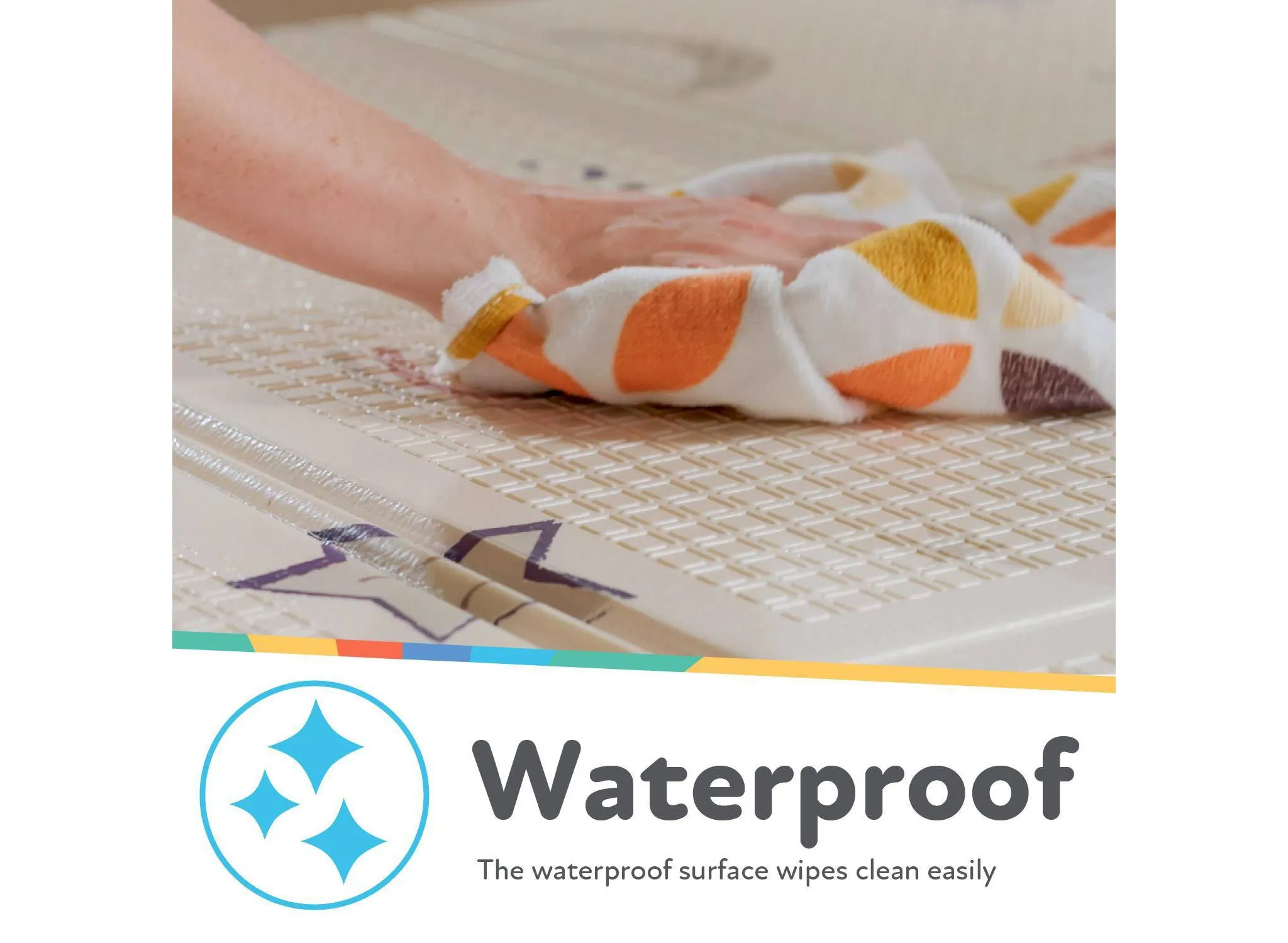 Reversible Baby Play Mat Soft Lightweight Foam Foldable - Rainbow - Image 5