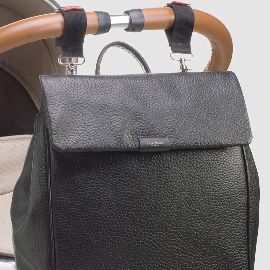St James Leather Diaper Bag - Black - Image 4