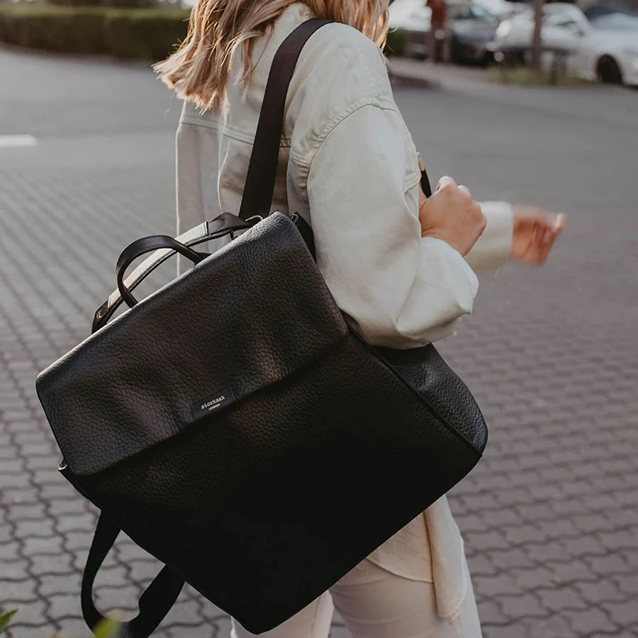 St James Leather Diaper Bag - Black - Image 5